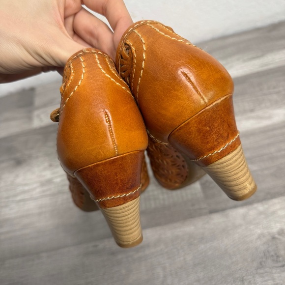 Pikolinos Niza Orange Brown Boho Oxford Heel Shoe Size 39 US 8.5-9 Cut Out - Picture 6 of 9